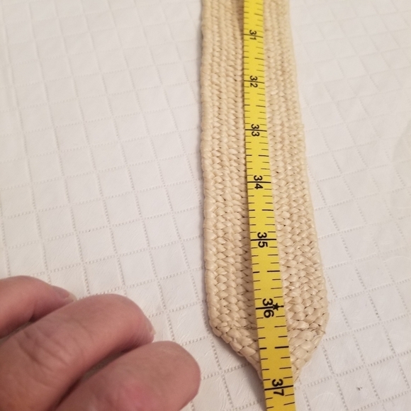 Womens Braided Belt Beige Cotton Golf  Sz  33-35. 1.5 Inch Wide - Picture 3 of 7